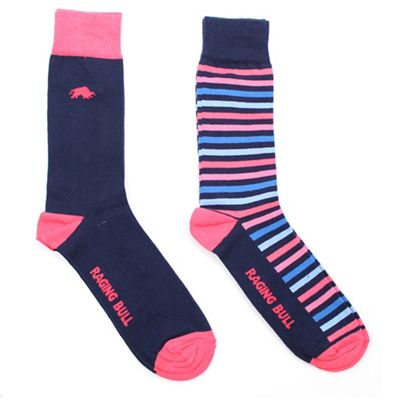RAGING BULL Cott Rich Sock 2pk Stripe/Pink